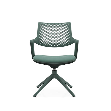 Grüner Besucherstuhl FLEX CHAIR V mit perforierter Rückenlehne und viersternförmigem Fuß von Bosen Europe