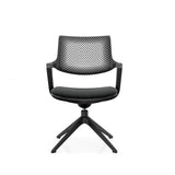 Schwarzer Besucherstuhl FLEX CHAIR V mit netzförmiger Rückenlehne und vierfußigem Gestell von Bosen Europe