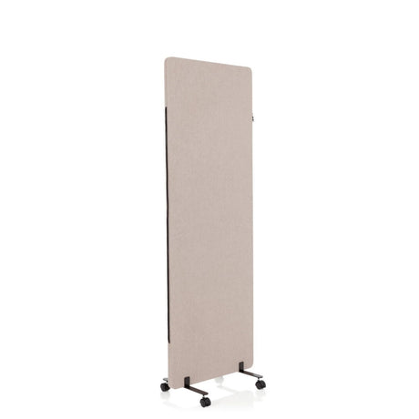 Trennwand FLEXMIUT in Taupe mit einem schwarzen Rollgestell von hjh OFFICE