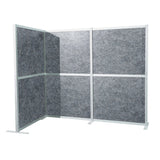 Graue Trennwand Flexmiut Modul L mit filzartiger Oberfläche und silbernem Aluminiumrahmen von hjh OFFICE