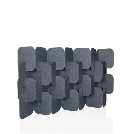 Graue Trennwand FLEXMIUT PLUG aus Filz in versetzter Anordnung als vierteiliges Set von hjh OFFICE