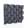 Graue Trennwand FLEXMIUT PLUG aus Filz mit einem versetzten, modularen Muster von hjh OFFICE