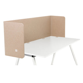 Tischtrennwand FLEXMIUT U in Beige auf einem weißen Schreibtisch von hjh OFFICE