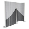 Graue Trennwand Flexmiut Wave mit plissiertem Stoff und geometrischem Muster von hjh OFFICE