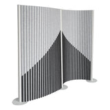 Graue Trennwand Flexmiut Wave mit plissiertem Stoff und geometrischem Muster von hjh OFFICE