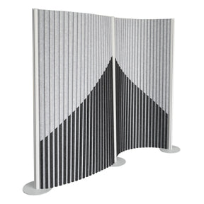 Graue Trennwand Flexmiut Wave mit plissiertem Stoff und geometrischem Muster von hjh OFFICE