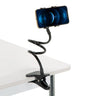 Schwarze Handy- und Tablethalterung FLEXMOBI mit flexiblem Schwanenhals und Tischklemme von hjh OFFICE