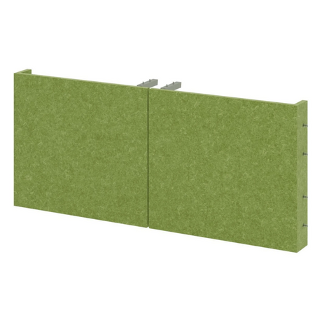Akustiktrennwand FlexWall in Maigrün mit zwei Paneelen und silbernen Halterungen von hjh OFFICE PRO