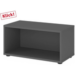 Graphitfarbener Korpus FlexWall mit einem offenen Fach und Stellfüßen von hjh OFFICE PRO