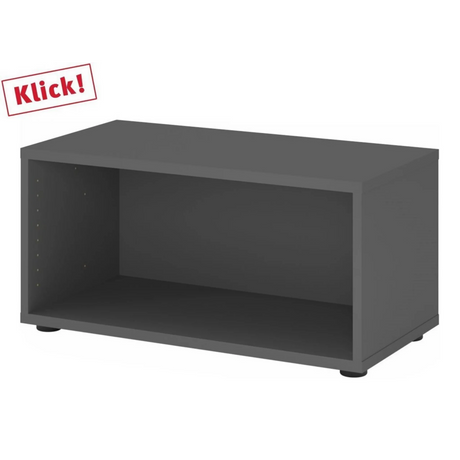 Graphitfarbener Korpus FlexWall mit einem offenen Fach und Stellfüßen von hjh OFFICE PRO