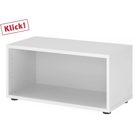 Weißer Korpus FlexWall mit einem offenen Fach und schwarzen Stellfüßen von hjh OFFICE PRO