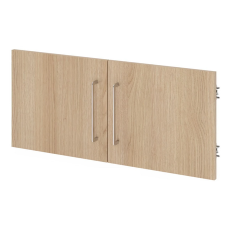 Hängeschrank FlexWall mit Türenpaar in Eicheoptik und silbernen Griffen von hjh OFFICE PRO