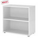 Weißes Regal FlexWall mit zwei offenen Fachböden und schwarzen Stellfüßen von hjh OFFICE PRO