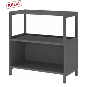Graphitfarbenes Unterstellregal FlexWall mit offenem Fach und Sockelgestell von hjh OFFICE PRO