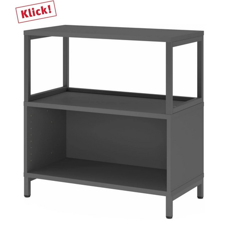 Graphitfarbenes Unterstellregal FlexWall mit offenem Fach und Sockelgestell von hjh OFFICE PRO