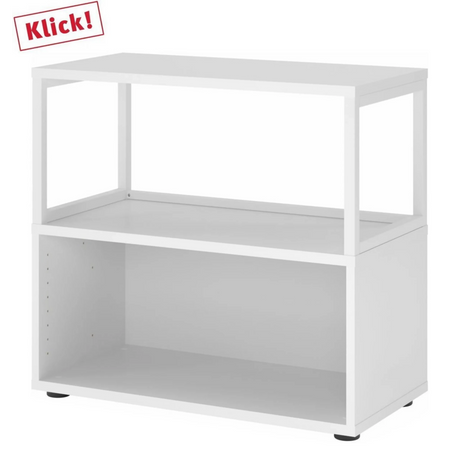 Weißes Regal FlexWall mit zwei offenen Ablagen und schwarzen Stellfüßen von hjh OFFICE PRO