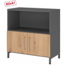 Sideboard FlexWall in Graphit und Asteiche mit offenem Fach und zwei Türen von hjh OFFICE PRO