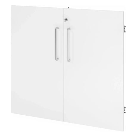 Weißes Türenpaar FlexWall mit zwei silberfarbenen Griffen von hjh OFFICE PRO