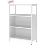 Weißes Regal FlexWall mit drei offenen Ablagefächern und Sockelgestell von hjh OFFICE PRO