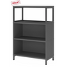 Regal FlexWall in Graphit mit zwei offenen Regalfächern und einem Aufsatzrahmen von hjh OFFICE PRO