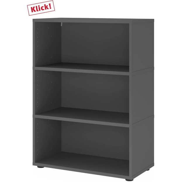 Offenes Regal FlexWall in Graphit mit drei Regalfächern und Stellfüßen von hjh OFFICE PRO