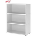 Weißes Regal FlexWall mit drei offenen Fachböden und schwarzen Stellfüßen von hjh OFFICE PRO