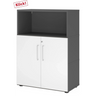 Aktenschrank FlexWall in Graphit und Weiß mit zwei Türen und einem offenen Fach von hjh OFFICE PRO