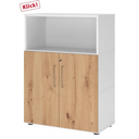 Aktenschrank FlexWall in Weiß und Asteiche mit offenem Fach und zwei Türen von hjh OFFICE PRO