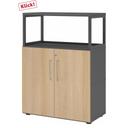 Unterschrank FlexWall in Graphit und Eiche mit zwei Türen sowie einem Aufsatzrahmen von hjh OFFICE PRO