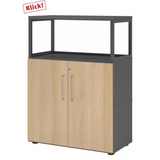 Unterschrank FlexWall in Graphit und Eiche mit zwei Türen sowie einem Aufsatzrahmen von hjh OFFICE PRO