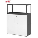 Unterschrank FlexWall in Graphit und Weiß mit zwei Türen und einem Aufsatzrahmen von hjh OFFICE PRO