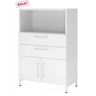 Weißer Aktenschrank FlexWall mit offenem Fach, zwei Schubladen und einem Schrankelement von hjh OFFICE PRO