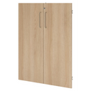 Zweiflügeliger Schrank FlexWall in Eiche-Optik mit zwei silbernen Griffen von hjh OFFICE PRO