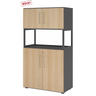 Aktenschrank FlexWall in Graphit und Eiche mit zwei Türbereichen sowie offenem Mittelregal von hjh OFFICE PRO