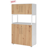 Aktenschrank FlexWall in Weiß und Asteiche mit zwei Türen, offenem Fach und Stellfüßen von hjh OFFICE PRO
