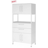 Weißes Sideboard FlexWall mit zwei Türen, zwei Schubladen und einem offenen Regalfach von hjh OFFICE PRO