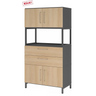 Schrank FlexWall in Eiche und Graphit mit Türen, Schubladen und offenem Regal von hjh OFFICE PRO