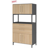 Schrank FlexWall in Eiche und Graphit mit Türen, Schubladen und offenem Regal von hjh OFFICE PRO