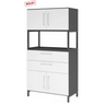Schrank FlexWall in Graphit und Weiß mit zwei Türen, zwei Schubladen und einem offenen Fach von hjh OFFICE PRO