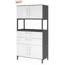 Schrank FlexWall in Graphit und Weiß mit zwei Türen, zwei Schubladen und einem offenen Fach von hjh OFFICE PRO