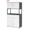 Aktenschrank FlexWall in Graphit und Weiß mit Türen, Schubladen und offenem Fach von hjh OFFICE PRO