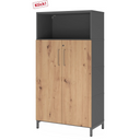 Aktenschrank FlexWall in Graphit und Asteiche mit zwei Türen und offenem Fach von hjh OFFICE PRO