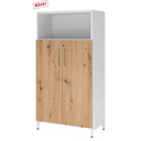 Aktenschrank FlexWall in Weiß und Asteiche mit zwei Türen und einem offenen Fach von hjh OFFICE PRO