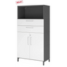 Aktenschrank FlexWall in Graphit und Weiß mit zwei Schubladen, Türen und Sockelgestell von hjh OFFICE PRO