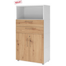 Aktenschrank FlexWall in Weiß und Asteiche mit zwei Schubladen, zwei Türen und offenem Fach von hjh OFFICE PRO