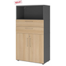 Aktenschrank FlexWall in Graphit und Eiche mit zwei Schubladen sowie einem Schrankfach von hjh OFFICE PRO