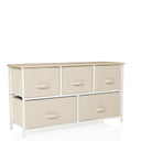 Beige Kommode FOLDAR mit fünf Stoffschubladen und heller Holzplatte von hjh LIVING