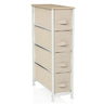 Beige Kommode FOLDRESS S mit vier Stoffschubladen und heller Holzplatte von hjh LIVING