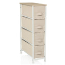 Beige Kommode FOLDRESS S mit vier Stoffschubladen und heller Holzplatte von hjh LIVING