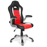 Gamingstuhl GAME SPORT in Schwarz und Rot mit silbernen Armlehnen und Rollenfuß von hjh OFFICE